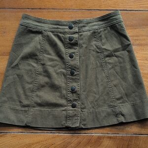 Madewell Olive Button-Down Mini Skirt